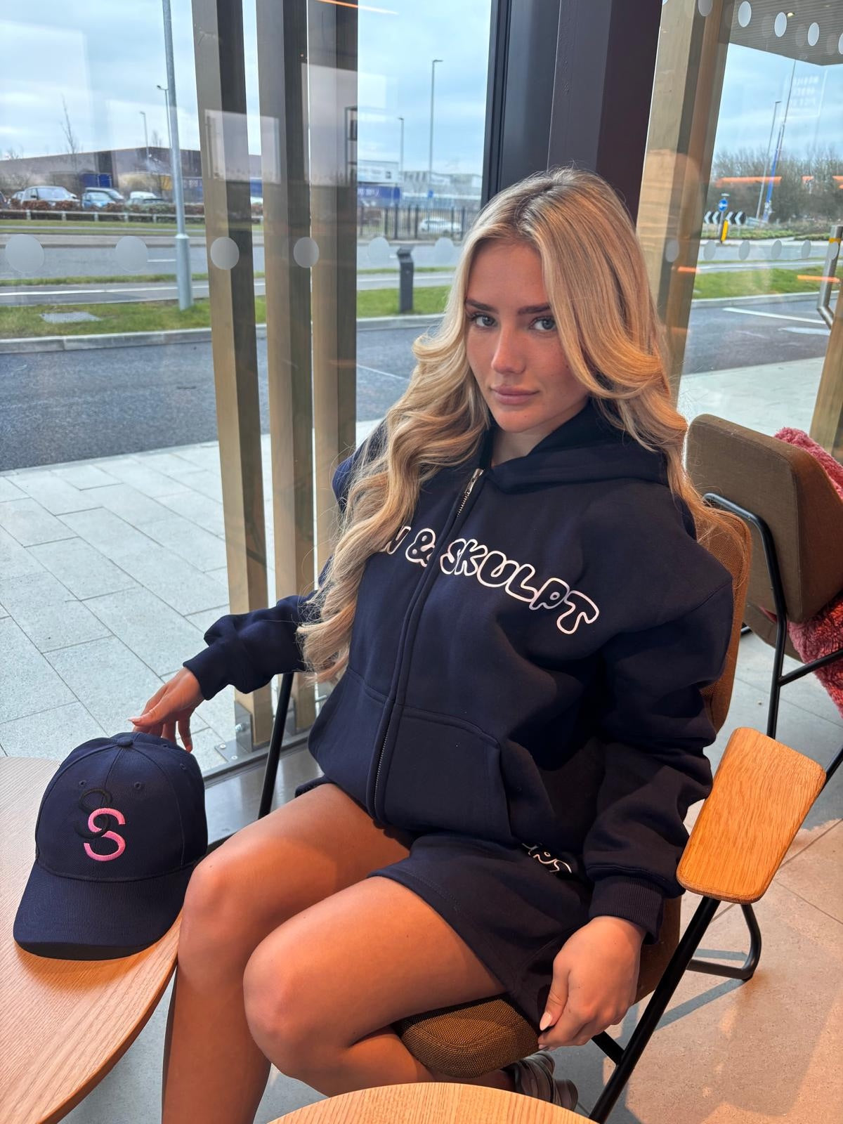 Skulpt slogan OVERSIZED zip-up hoodie & shorts set