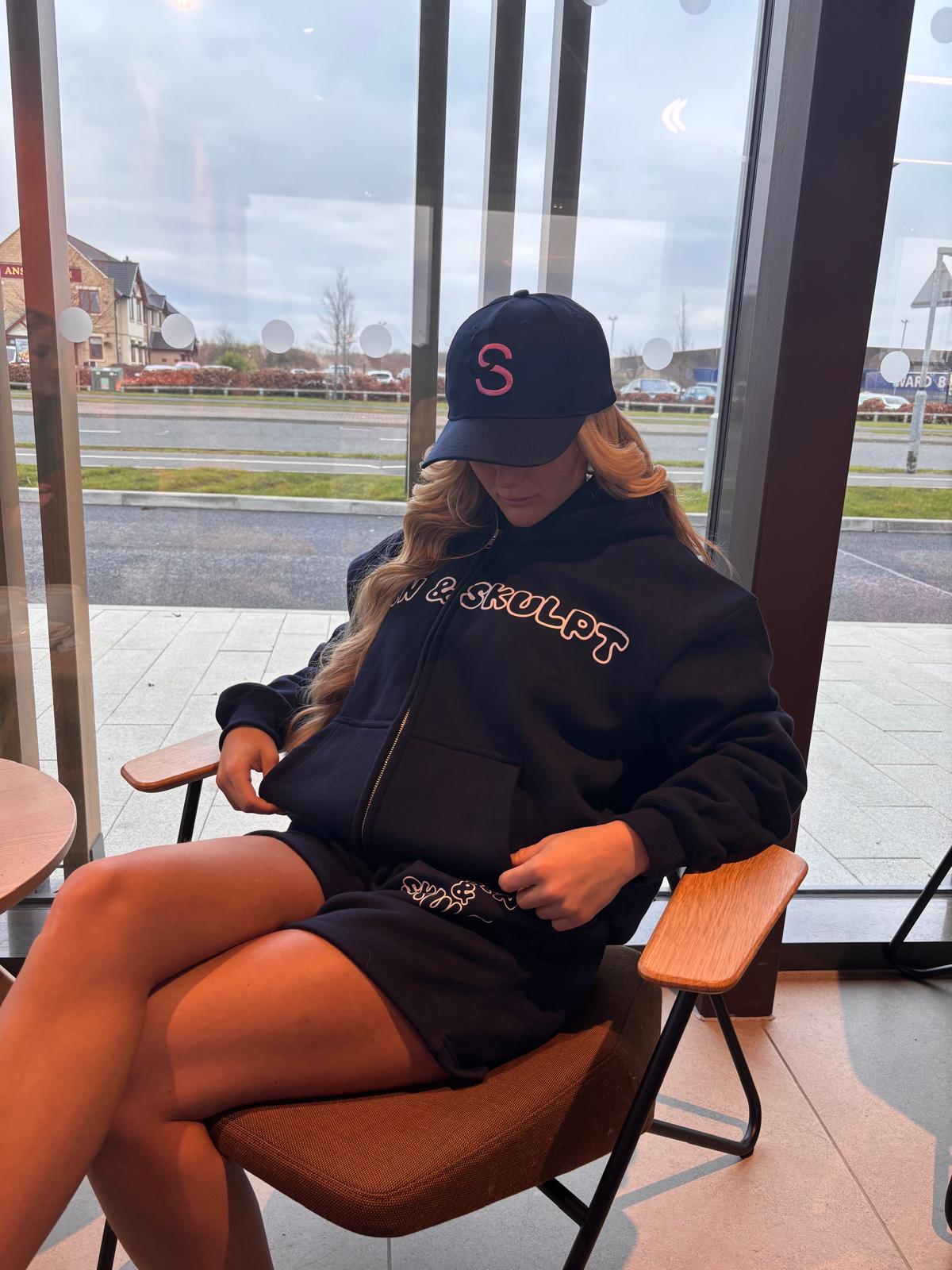 Skulpt slogan OVERSIZED zip-up hoodie & shorts set