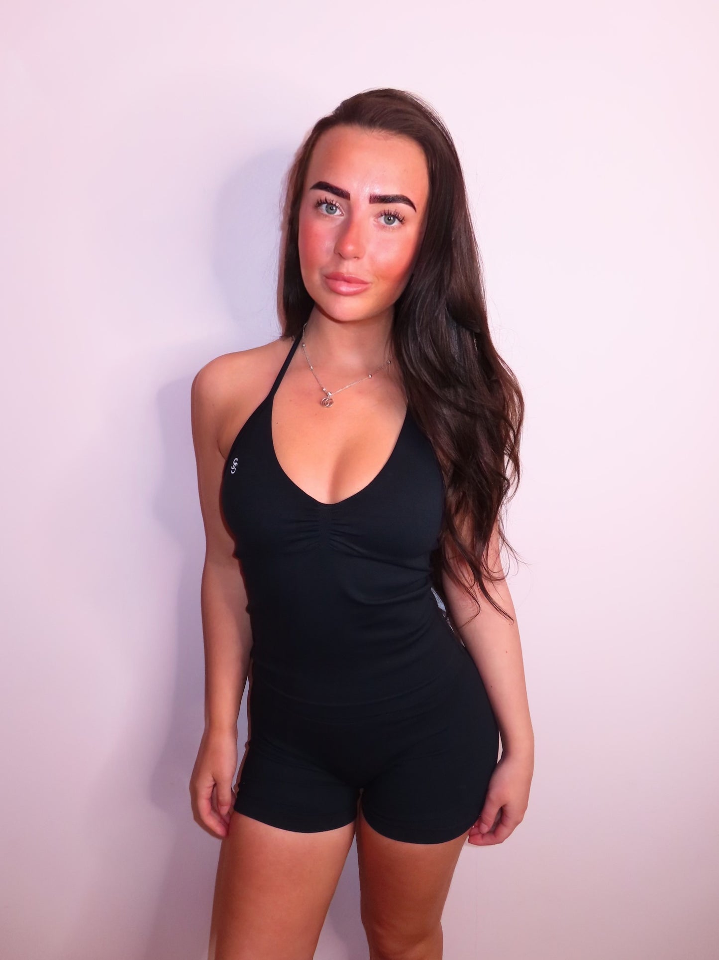 Enhance me co ord- black full length top & shorts