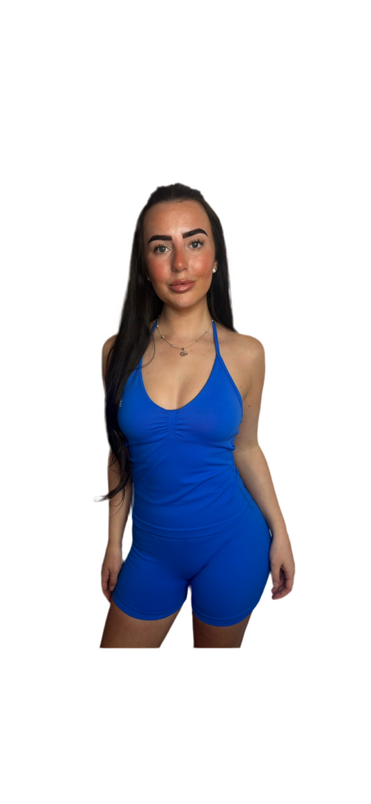 Enhance me co ord- royal blue full length top & shorts