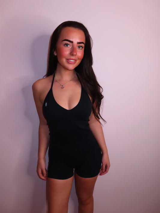 Enhance me co ord- black full length top & shorts