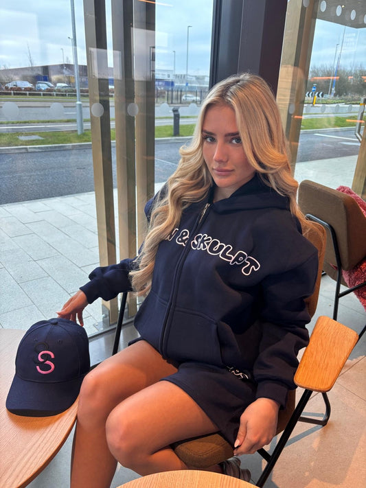 Skulpt slogan OVERSIZED zip-up hoodie & shorts set